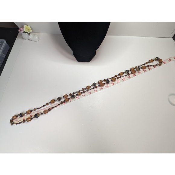 Fall colours glass bead necklace bohemian very long Chic - Picture 5 of 6